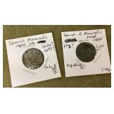 2 Spanish Maravedi coins