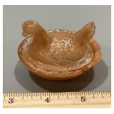 Mini chocolate slag glass hen on a nest