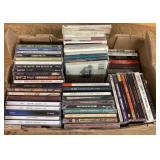 Box of CDs and cassette tapes