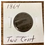 1864 2-cent coin