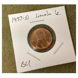 1957-D wheat penny