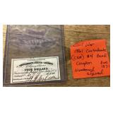 Civil War 1861 Confederate $4 bond coupon