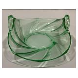 Green glass candy dish
