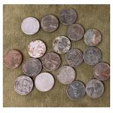 Lot of 1943 steel World War II pennies