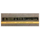 Brass 'R. Hoe & Co.' sign
