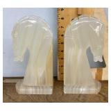 Pair of alabaster horse book ends