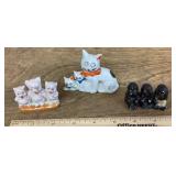 3 Japan ceramic triplet figures