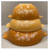 3 Pyrex Butterfly Gold Cinderella nesting bowls