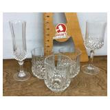 Clear bar glasses and stems