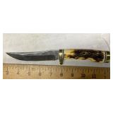 Schrade fixed blade knife with stag handle