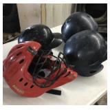 4 assorted helmets