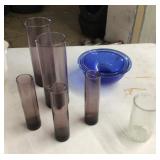 Assorted glass bowls, vases, tumbler