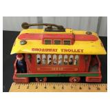 Tin litho Broadway Trolley battery op toy