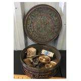 Vintage fruitcake tin plus contents