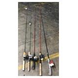 5 Zebco rods and reels
