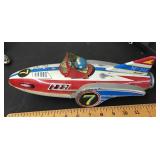 Tin litho rocket friction toy