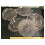 Pink Depression glass serving plates