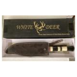 White Deer Bowie knife with sheath and box