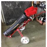 Northwestern golf clubs and Wilson bag & cart