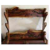 Cedar wood wall mount rifle rack