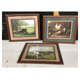 3 framed farm prints