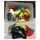 Tote full of toys and building blocks