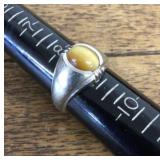 10k menï¿½s white gold tiger eye ring