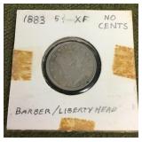 1883 Barber "V" nickel
