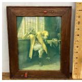 Vintage wooden frame with man smoking pipe