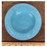 MCM blue glass Braille alphabet ashtray