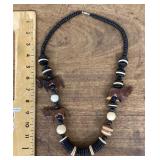 African safari carved wooden necklace