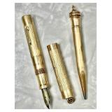 Gold filled chatelaine pencil and fountain pen