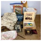 Crate of vintage items