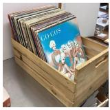Wood crate with EMPTY album jackets --no LPs