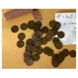 One roll of 1940 wheat pennies