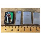 4 cigarette lighters --one Zippo