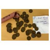 One roll of 1949 wheat pennies