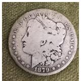 1879 Morgan silver dollar