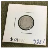 1886 seated Liberty dime