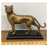 Vintage brass leopard on stand