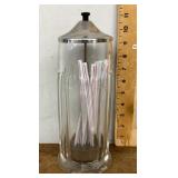 Vintage glass straw holder