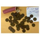 One roll of 1953 wheat pennies