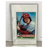 Ted Simmons baseball card and signed index card