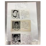 3 signed St. Louis Cardinals postcards