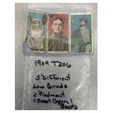 3 antique 1909 T206 baseball cards