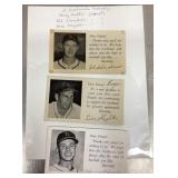 3 signed St. Louis Cardinals postcards
