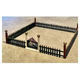 Vintage red & green wood Christmas fence