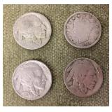4 buffalo and "V" nickels