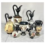 7 pieces of Greek souvenir pottery vessels