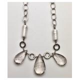Sterling silver rutilated quartz & pearl necklace